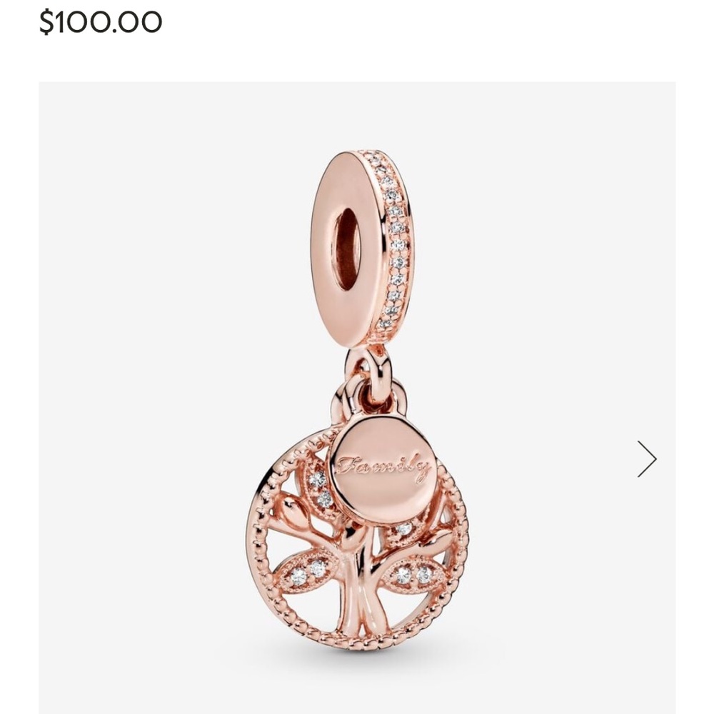 Pandora Family Tree Charm, Rose Gold, New with tags